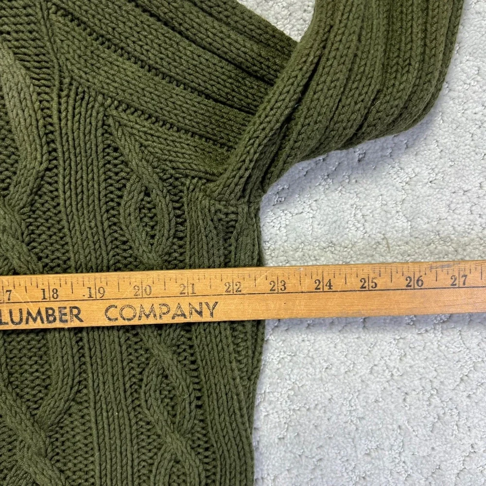 Eddie Bauer Cardigan‎ Sweater Womens XL Green Cable Knit Button Front Fisherman - Picture 10 of 13